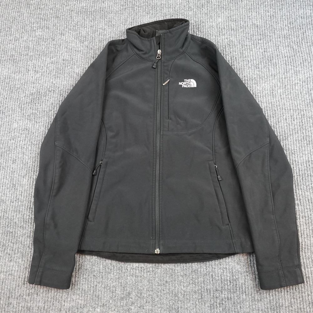 The North Face Jacket Womens Small Black Softshell Fleece Lined Full Zip Outdoor